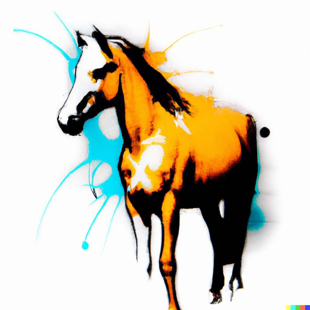 a horse, spray paint art